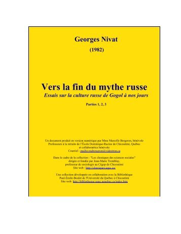 GEORGES NIVAT - Les Classiques des sciences sociales - UQAC