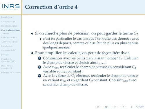 Corrections dynamiques et analyse de vitesse - liamg