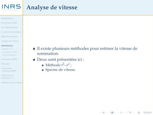 Corrections dynamiques et analyse de vitesse - liamg