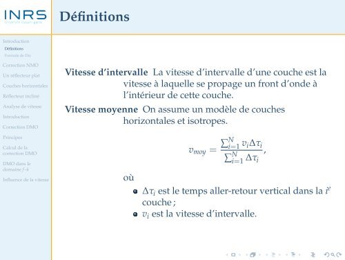 Corrections dynamiques et analyse de vitesse - liamg