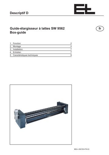 Descriptif D Guide-élargisseur à lattes SW 9562 ... - Erhardt+Leimer