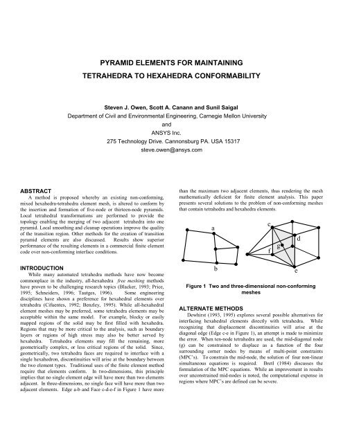 Pyramid elements for maintaining tetrahedra to - ANSYS Users