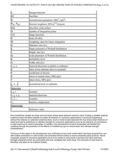 anisotropic plasticity and failure prediction in wood ... - ANSYS Users