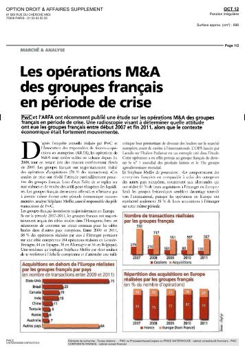 Les opérations M&A des groupes français en période de crise - PwC