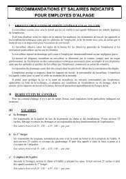 recommandations et salaires indicatifs pour employes d'alpage