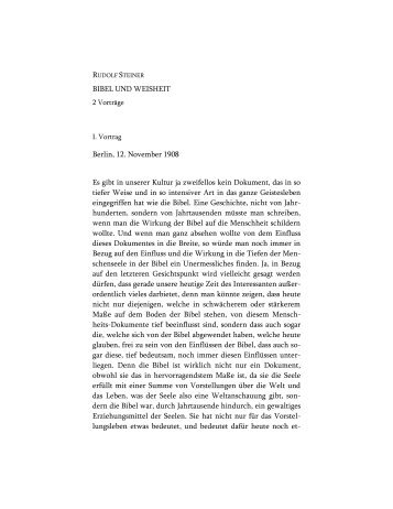 Bibel und Weisheit - Rudolf Steiner Online Archiv