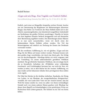 «Gyges und sein Ring»: Eine Tragödie von Friedrich Hebbel