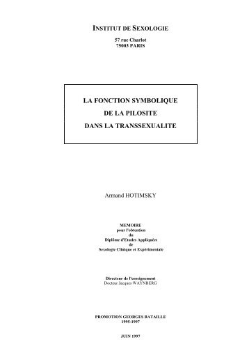 la fonction symbolique de la pilosite dans la transsexualite