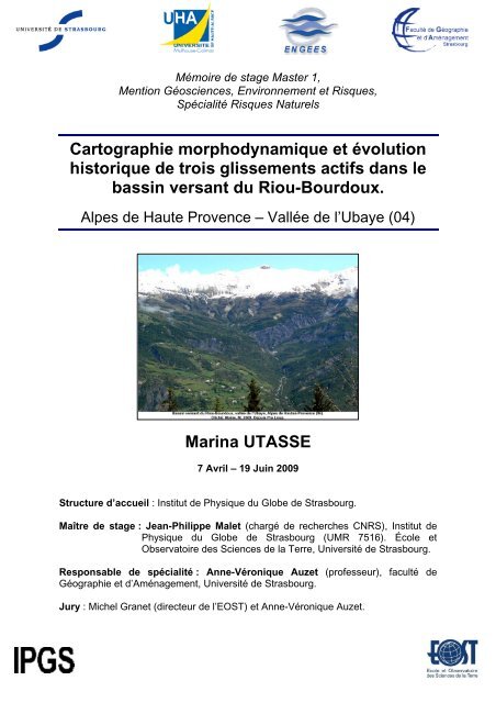 historique de trois glissements actifs dans le bassin - Eost ...