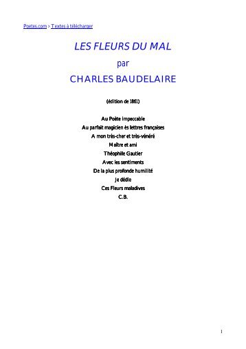 Les Fleurs du mal - Le romantisme a contribué à forger la sensibilité ...