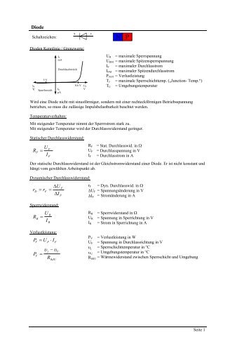 Diode I U R = R U I = P U I = ⋅ P R = −