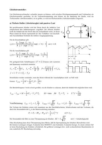 Gleichstromsteller: a) Tiefsetz-Steller (Abwärtsregler) mit passiver ...