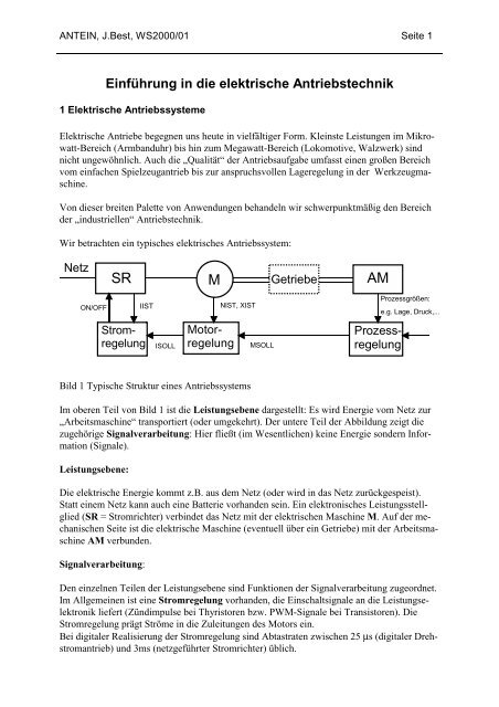 Einführung in die elektrische Antriebstechnik