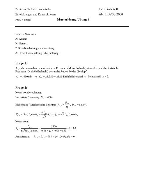 Berechnung Asynchronmaschine (Lösungen)