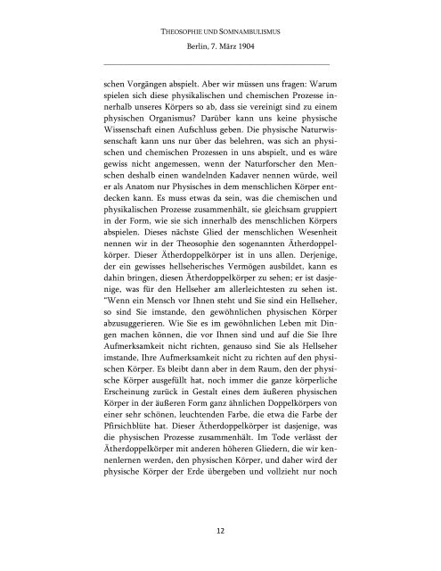 Theosophie und Somnambulismus - Rudolf Steiner Online Archiv
