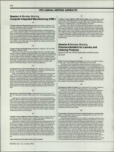 Page 1 .76 .. 1993 ANNUAL MEETING ABSTRACTS Session A ...