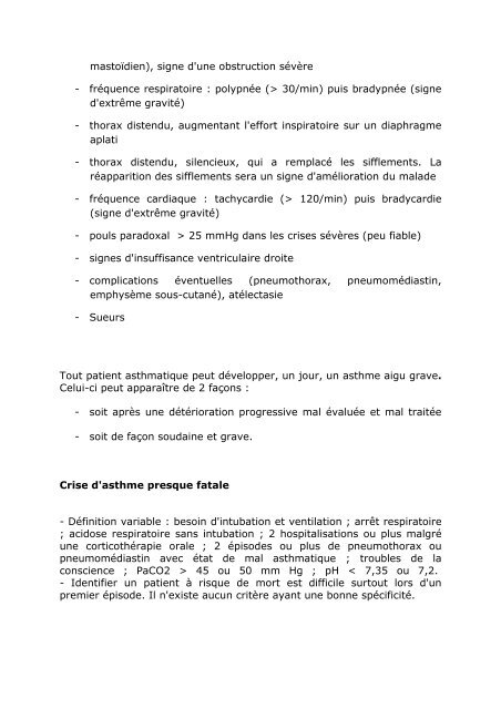 4.16 Prise en charge d'un asthme aigu grave