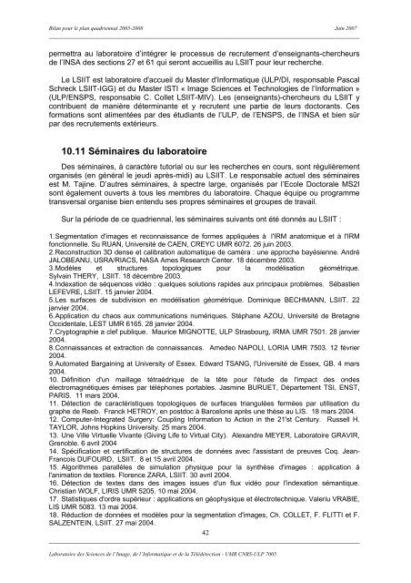 Rapport d'activité et de prospective - LSiiT - Université de Strasbourg