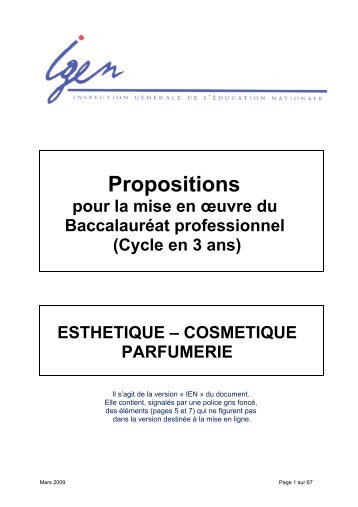 Propositions pour la mise en œuvre du Baccalauréat professionnel