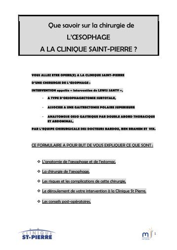 La Chirurgie de l'oesophage: oesophagectomie subtotale