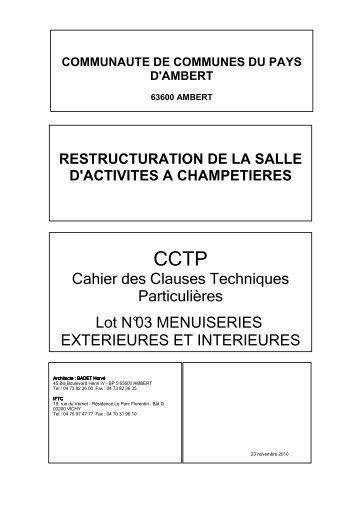 CCTP LOT 03 MENUISERIES EXTERIEURES ET INTERIEURES BOIS