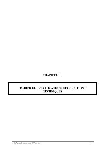 chapitre ii : cahier des specifications et conditions techniques - OFPPT