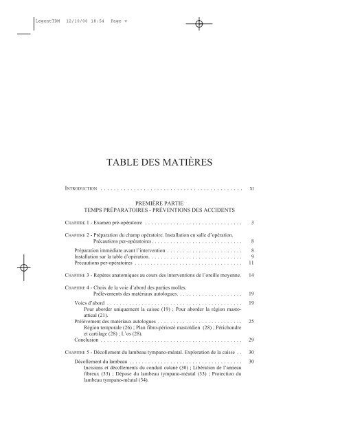 TABLE DES MATIÈRES - ORL Nantes