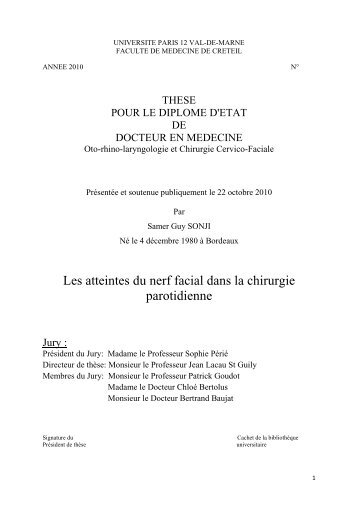 Les atteintes du nerf facial dans la chirurgie parotidienne