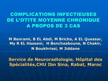 complications infectieuses de l'otite moyenne chronique a propos de ...