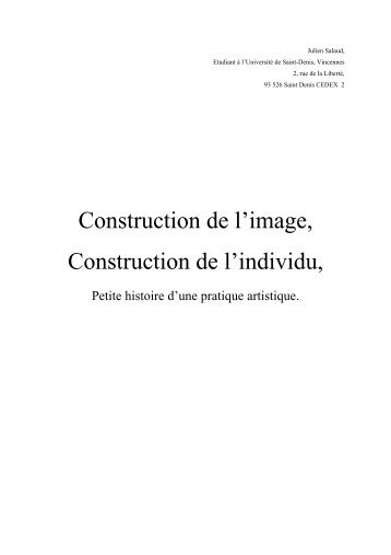 Construction de l'image, Construction de l'individu, - Julien Salaud