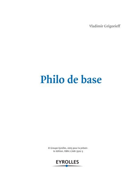 Philo de base - Eyrolles