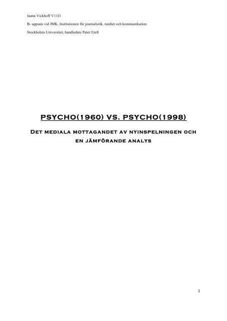 B-Uppsats Psycho vs. Psycho