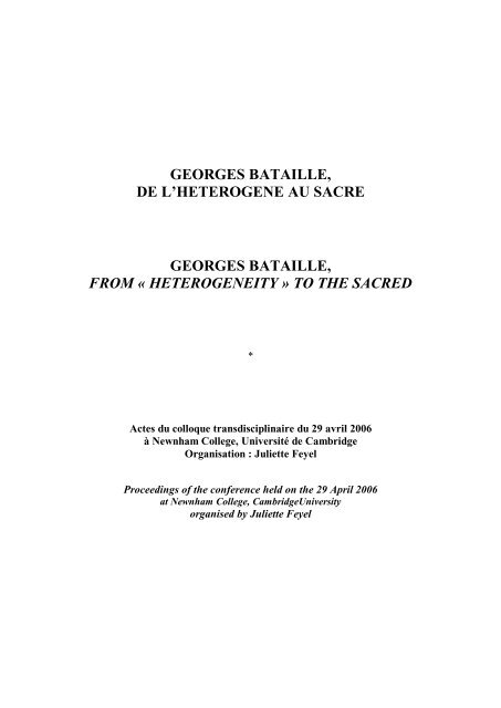 georges bataille, de l'heterogene au sacre georges bataille, from