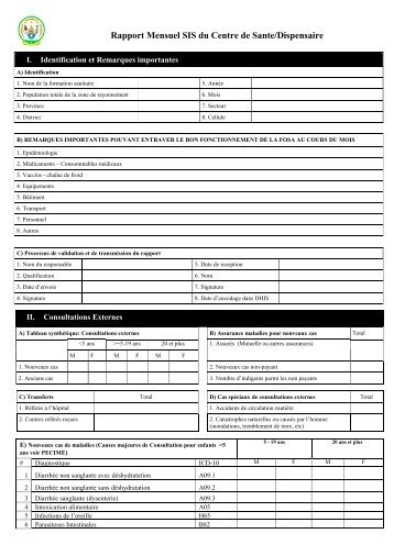 CANEVAS DE RAPPORT MENSUEL DU CENTRE DE SANTE