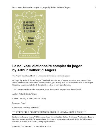 Le nouveau dictionnaire complet du jargon de l\'argot