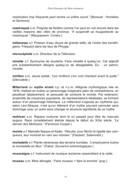 PETIT GLOSSAIRE DE MOTS RETROUVÉS - Apophtegme