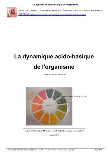 La dynamique acido-basique de l'organisme - AMESSI® Amessi.Org