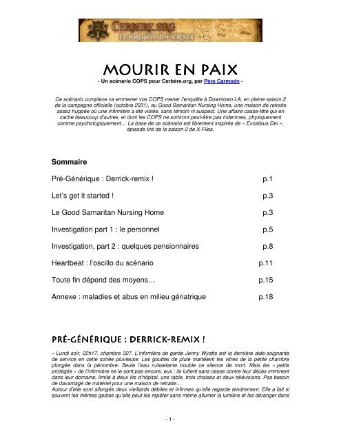 Mourir en paix Mourir en paix - Cerbere.org