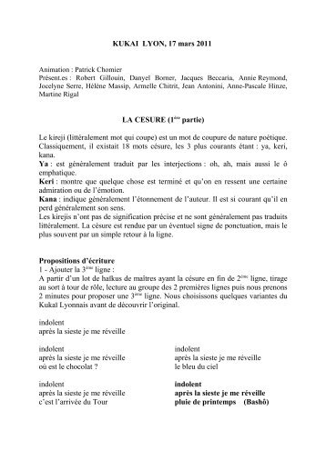 KUKAI LYON - Association francophone de haïku
