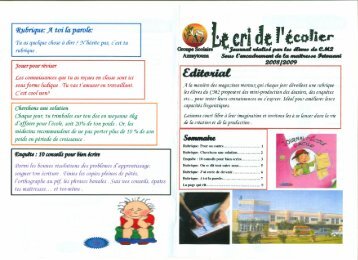 cridefiécolier - Bienvenue au Groupe Scolaire Azzaytouna