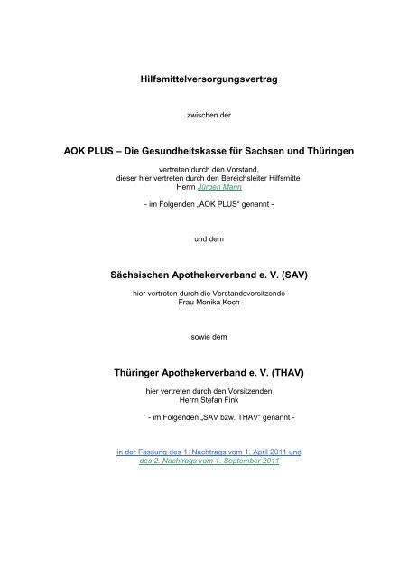 Hilfsmittelversorgungsvertrag - AOK-Gesundheitspartner