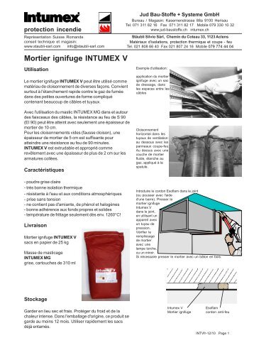 Mortier ignifuge INTUMEX V - Stäubli Sarl Home Page
