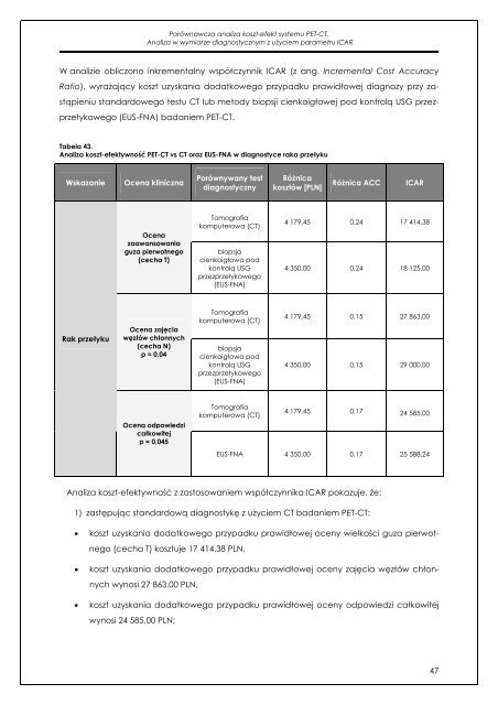 Analiza koszty-efektywność systemu PET-CT w porównaniu ... - AOTM
