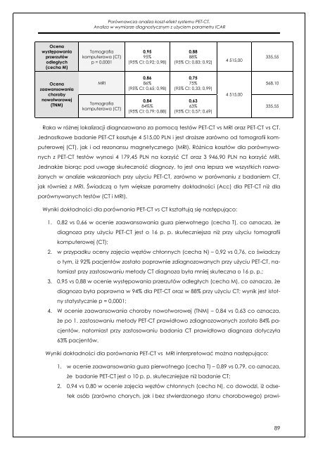 Analiza koszty-efektywność systemu PET-CT w porównaniu ... - AOTM