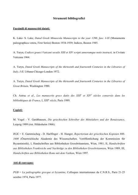 Programma d'esame e Bibliografia paleografia greca