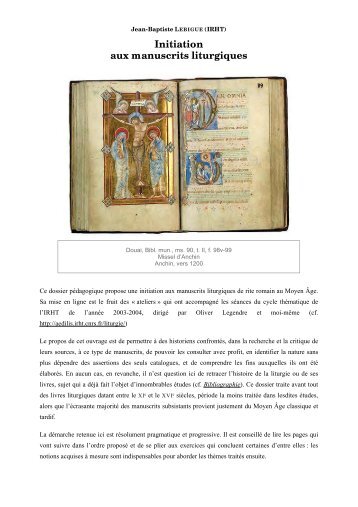Initiation aux manuscrits liturgiques de rite romain au - HAL