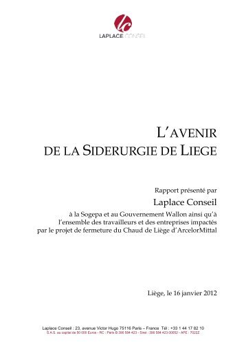 Rapport Laplace Conseil Cockerill - Rtbf