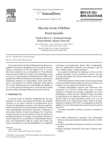 Myosite focale d'Heffner Focal myositis
