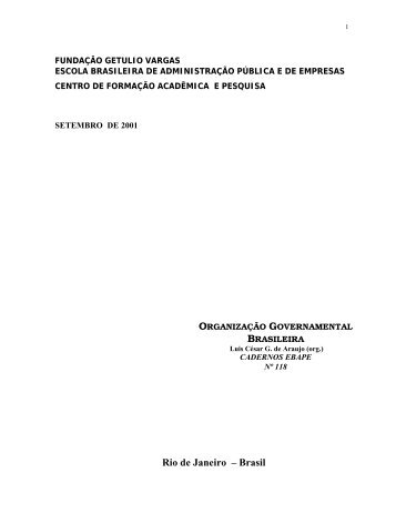 Rio de Janeiro – Brasil - EBAPE / FGV - Fundação Getulio Vargas