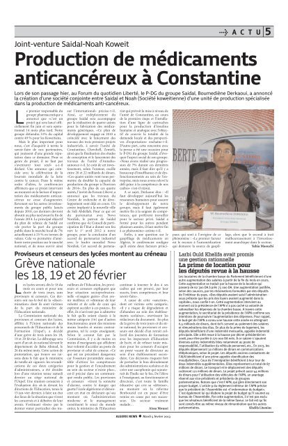 Fr-05-02-2013 - Algérie news quotidien national d'information